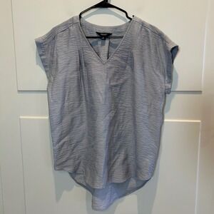 Simply Vera Vera Wang Gray Textured V Neck Cap Sleeve Tunic Top Women's M